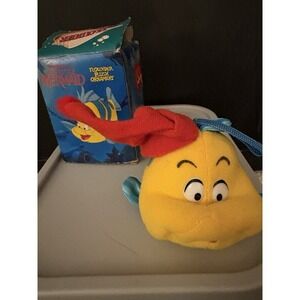 1989 McDonald's Disney The Little Mermaid Flounder Plush Ornament w/ Box VTG